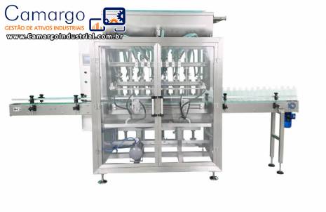 Envasadora para lquidos, materiais viscosos, pastas e molhos com tampadora e rotutadora