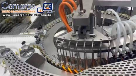 Envasadora rotativa e seladora para ampolas de vidro injet�veis em inox 316 L Bausch 24.000 unid / hora com CFR 21